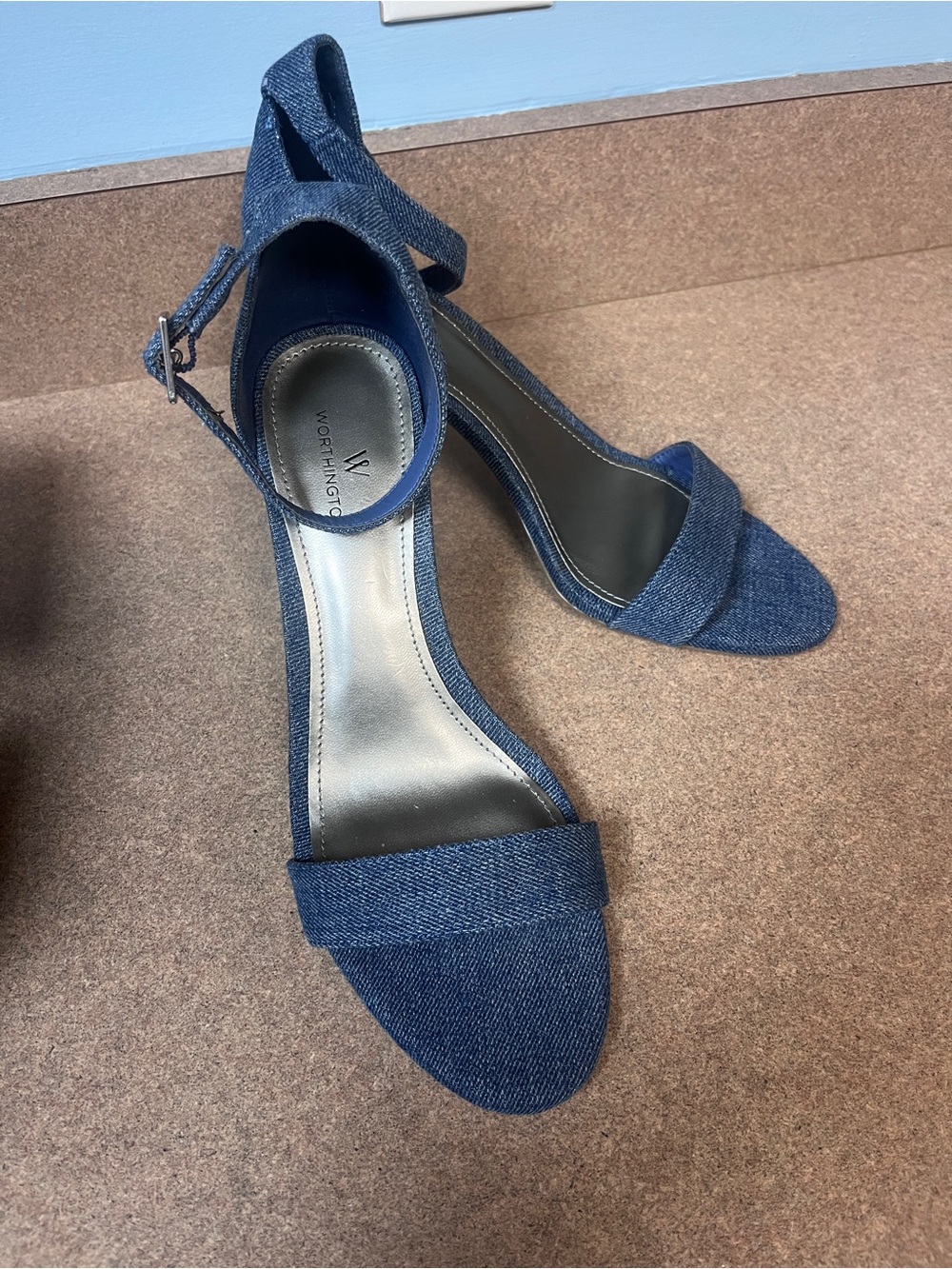 Worthington Blue Denim Ankle-Strap Sandals
